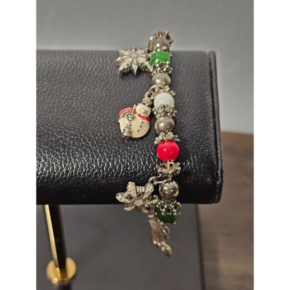 Christmas Charm Bracelet Snowman Snowflake Stocking Cracker Barrel - Picture 1 of 2